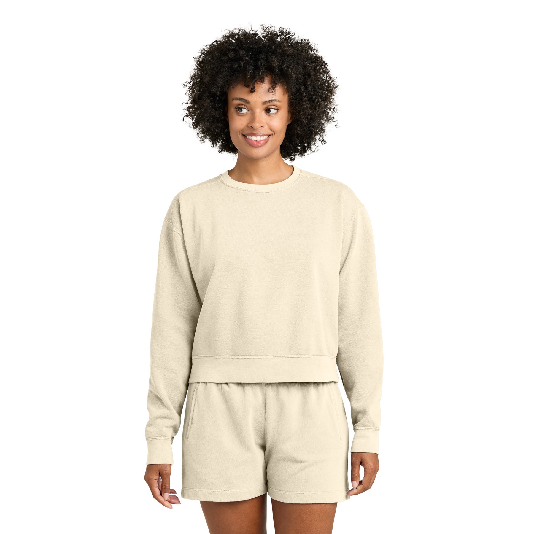 Women's Garment-Dyed Mid-Length Crewneck Sweatshirt - Main Image