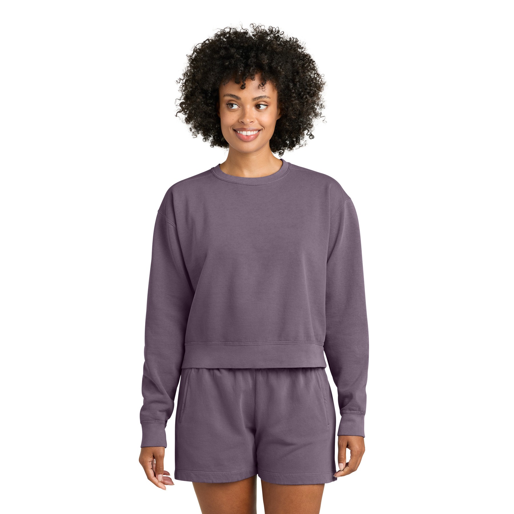 Women's Garment-Dyed Mid-Length Crewneck Sweatshirt - Thumbnail Image