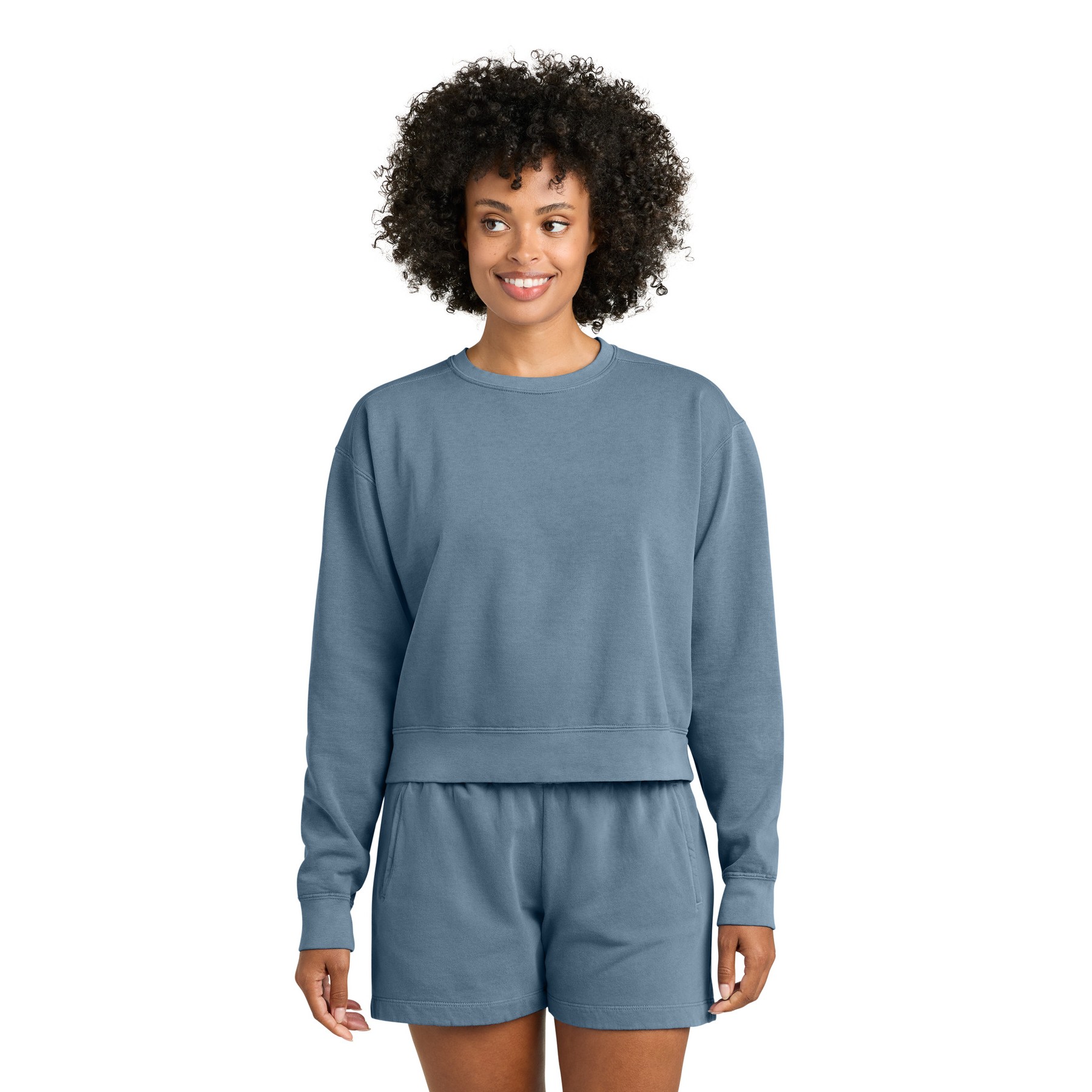 Women's Garment-Dyed Mid-Length Crewneck Sweatshirt - Thumbnail Image