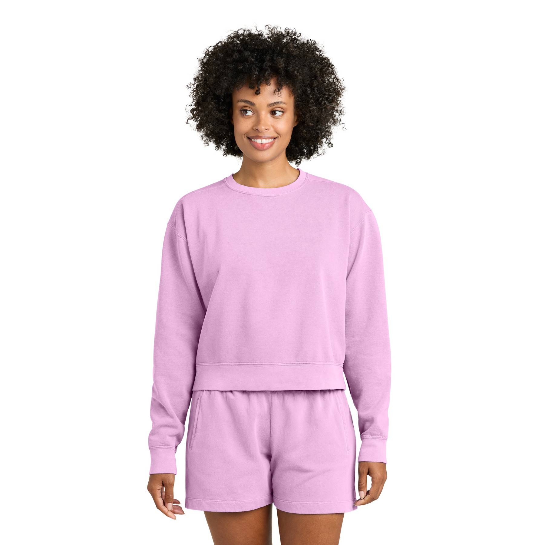Women's Garment-Dyed Mid-Length Crewneck Sweatshirt - Thumbnail Image