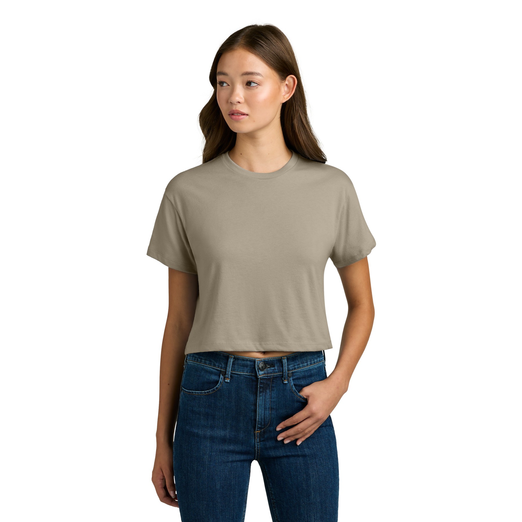 Women's Cropped Cotton Polyester T-Shirt - Thumbnail Image
