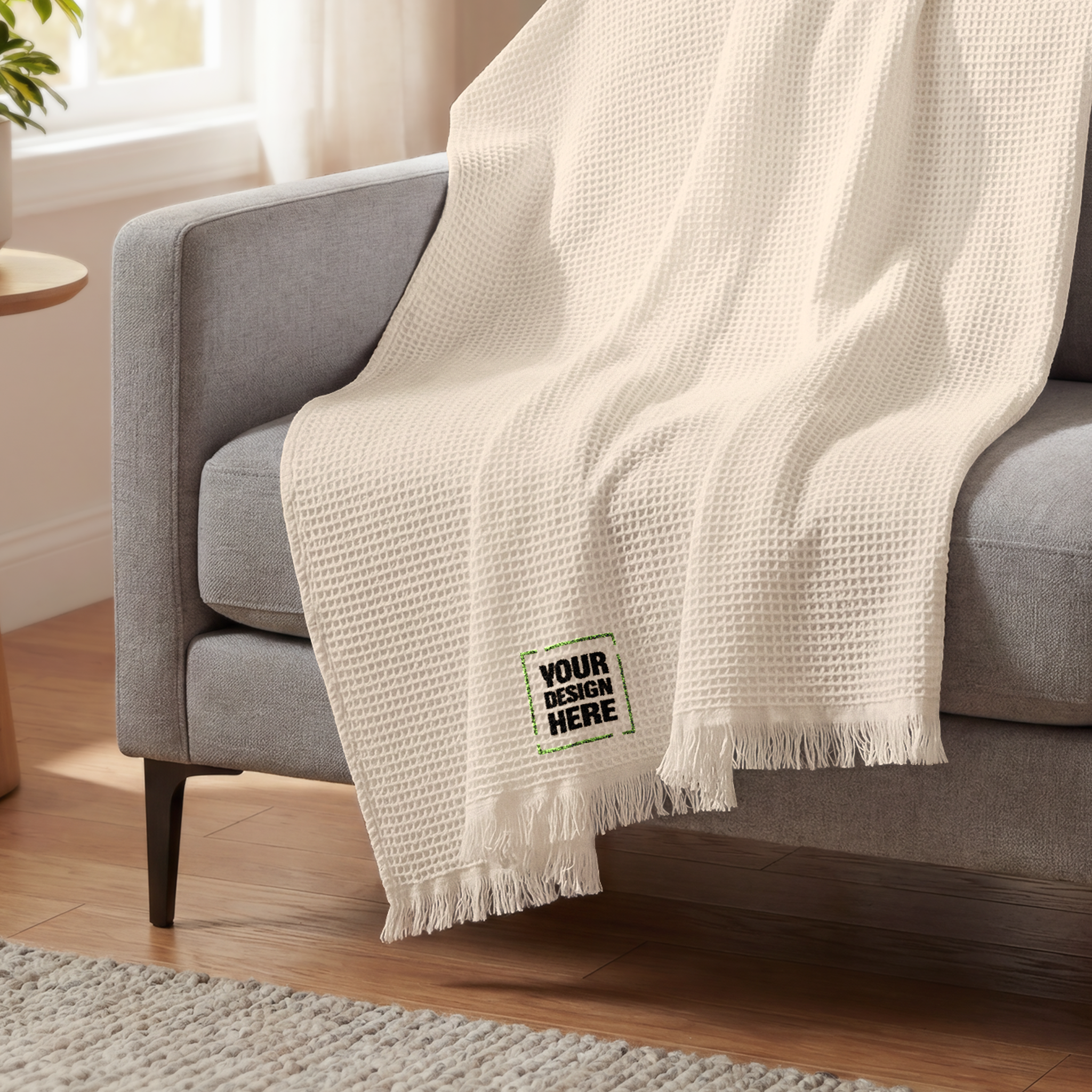 Cotton Waffle Throw (Embroidery) - Thumbnail Image