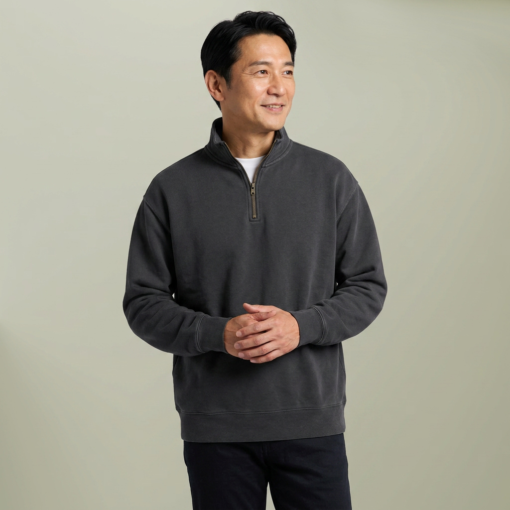 Unisex Relax Faded Half Zip Sweatshirt - Main Image
