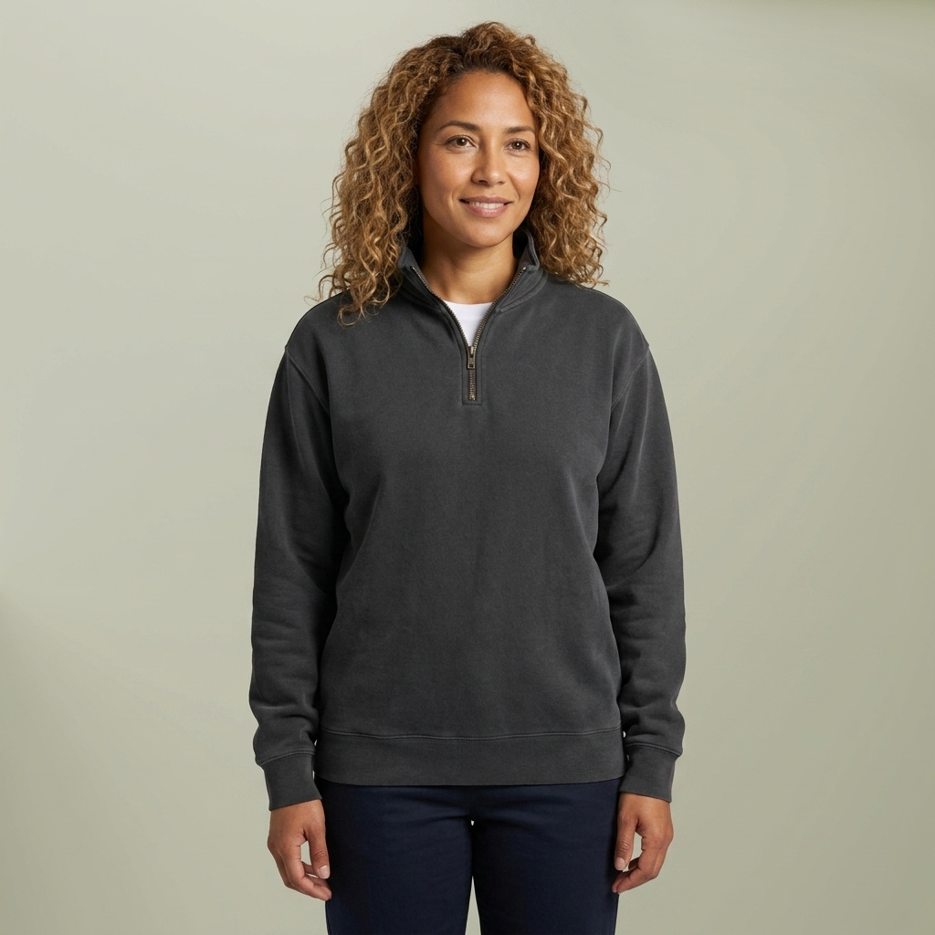 Unisex Relax Faded Half Zip Sweatshirt - Thumbnail Image
