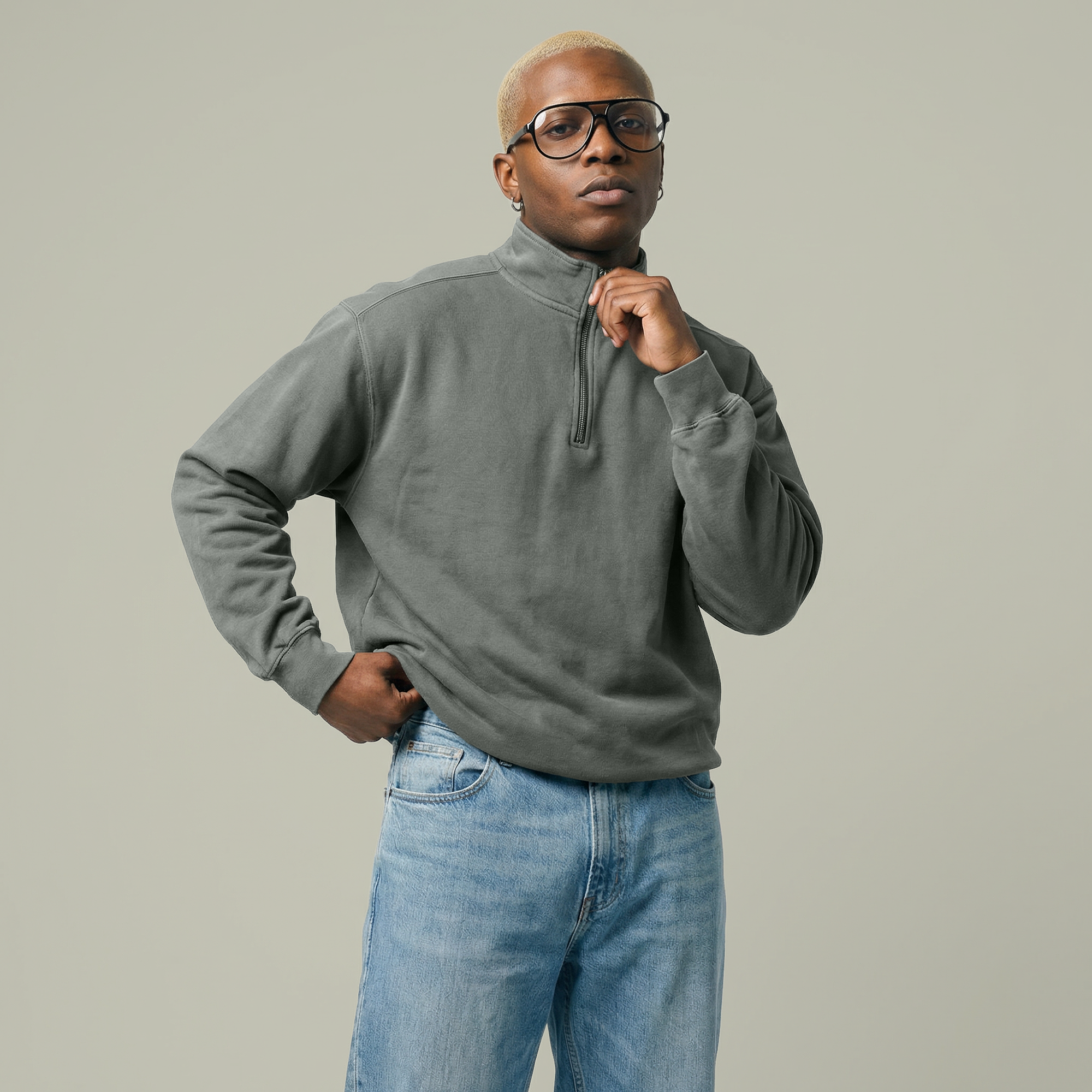 Unisex Adult Quarter-Zip Sweatshirt - Thumbnail Image