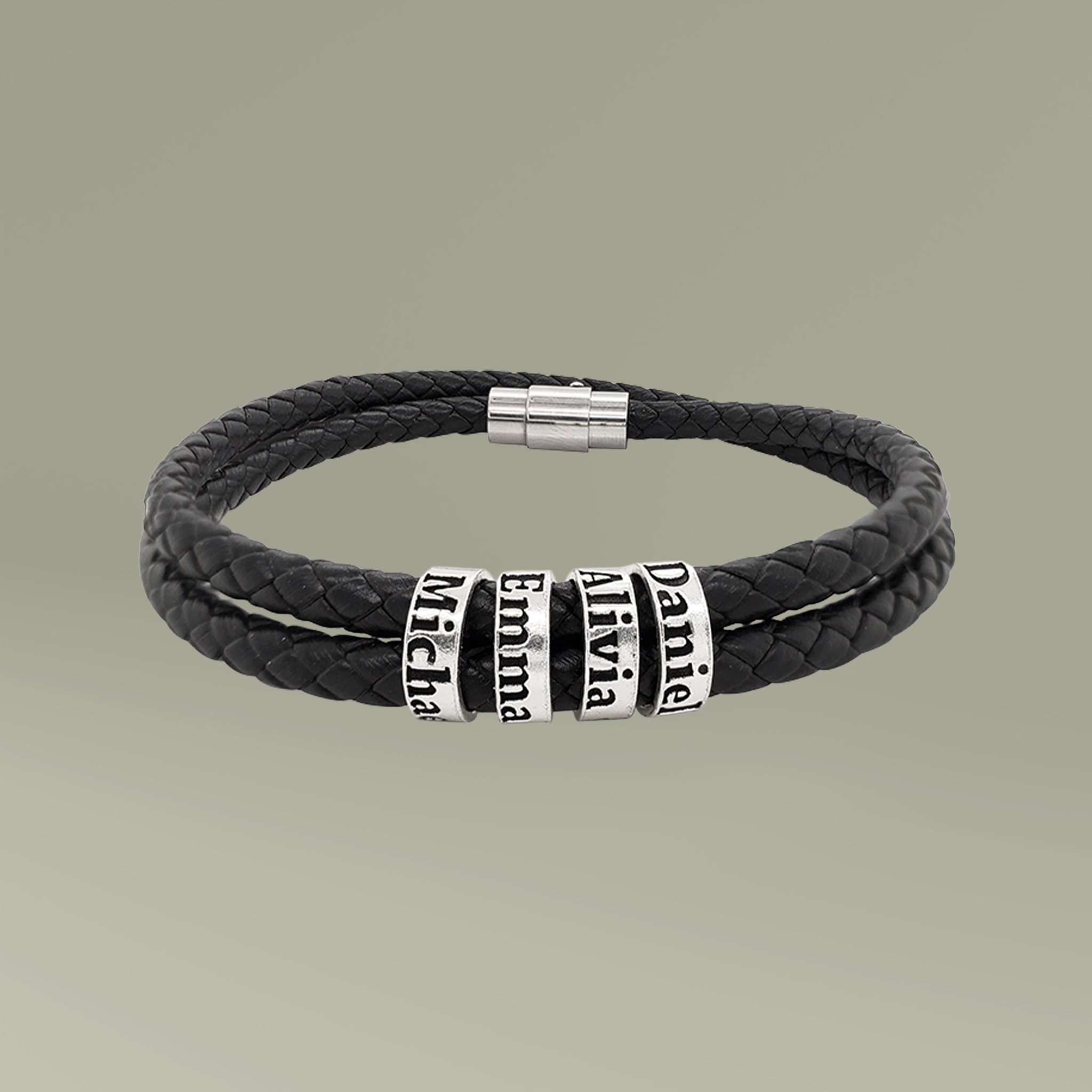 Leather Bracelet with Beads (Engraving) - Thumbnail Image