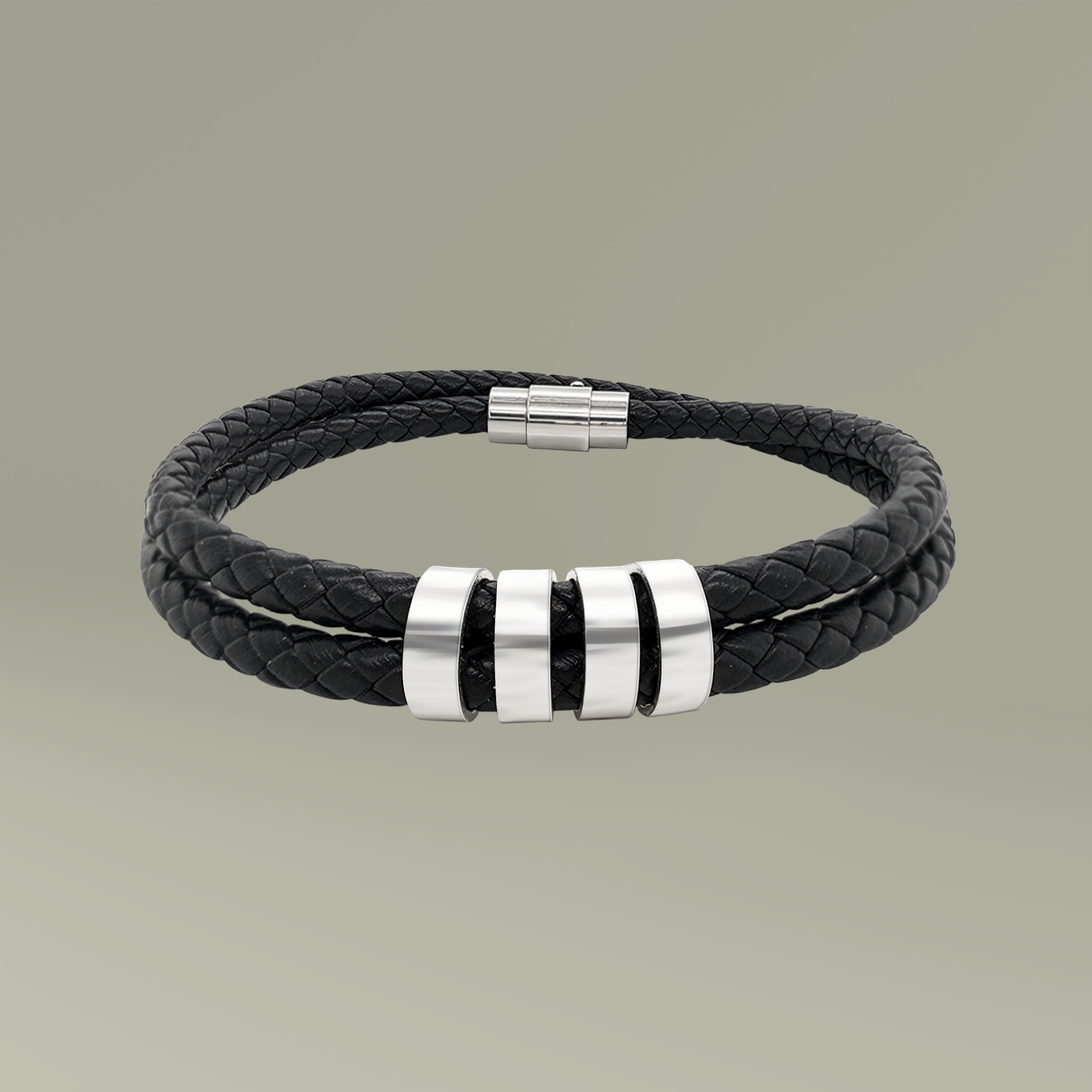 Leather Bracelet with Beads (Engraving) - Main Image
