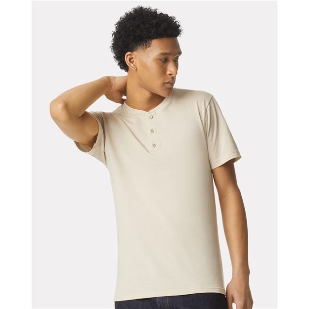 Unisex CVC Henley Tee - Thumbnail Image