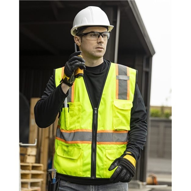 Unisex 6 Pocket Contrast Class 2 Vest - Thumbnail Image