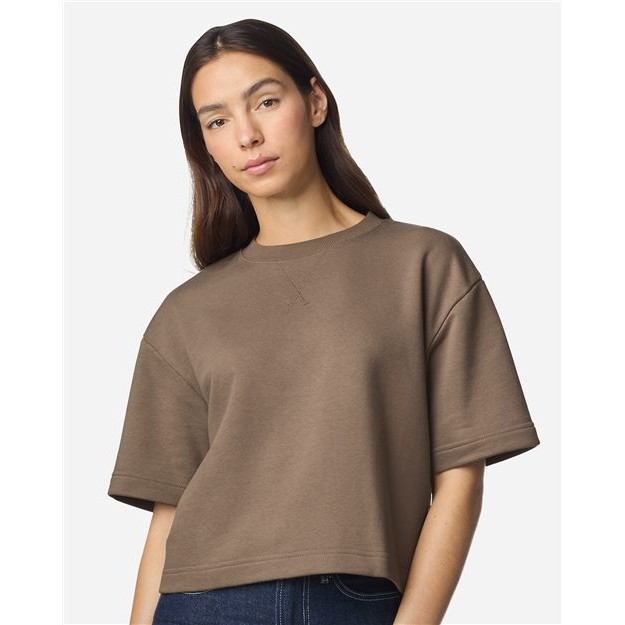 Women's French Terry Mid-Length Boxy Top - Main Image