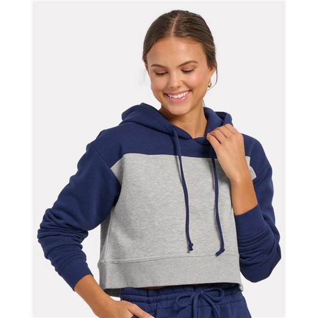 Women's Cropped Fleece Hooded Sweatshirt - Thumbnail Image