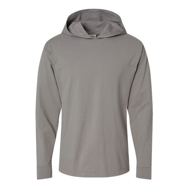 Unisex Garment-Dyed Jersey Hooded Long Sleeve T-Shirt - Thumbnail Image