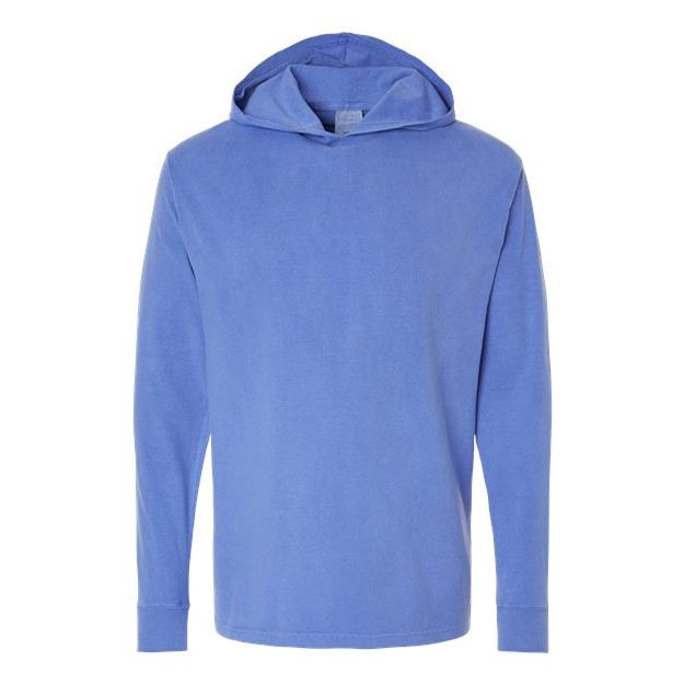 Unisex Garment-Dyed Jersey Hooded Long Sleeve T-Shirt - Thumbnail Image