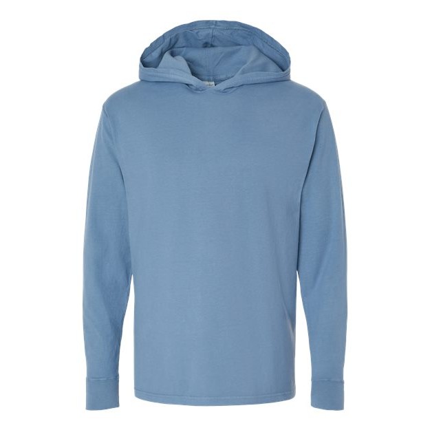 Unisex Garment-Dyed Jersey Hooded Long Sleeve T-Shirt - Thumbnail Image