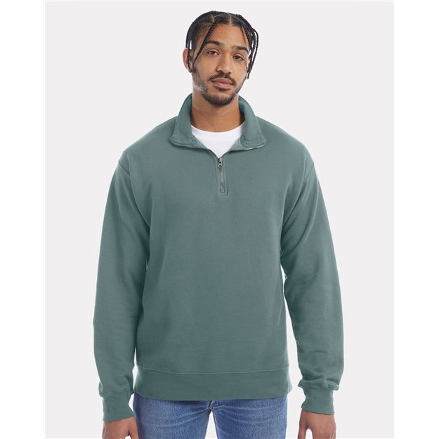 Unisex Garment-Dyed Quarter-Zip Sweatshirt - Thumbnail Image