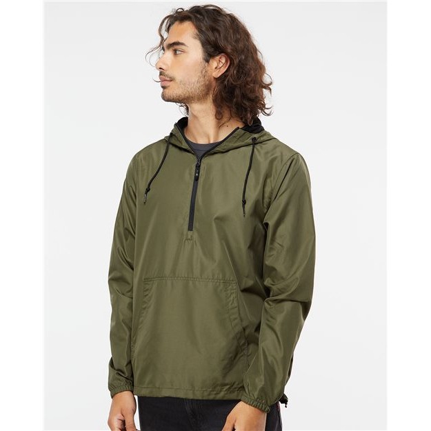 Unisex Lightweight Quarter-Zip Windbreaker Pullover Jacket - Thumbnail Image