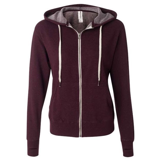 Unisex Heathered French Terry Full-Zip Hooded Sweatshirt - Thumbnail Image