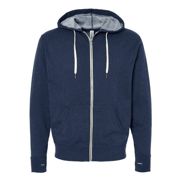 Unisex Heathered French Terry Full-Zip Hooded Sweatshirt - Thumbnail Image