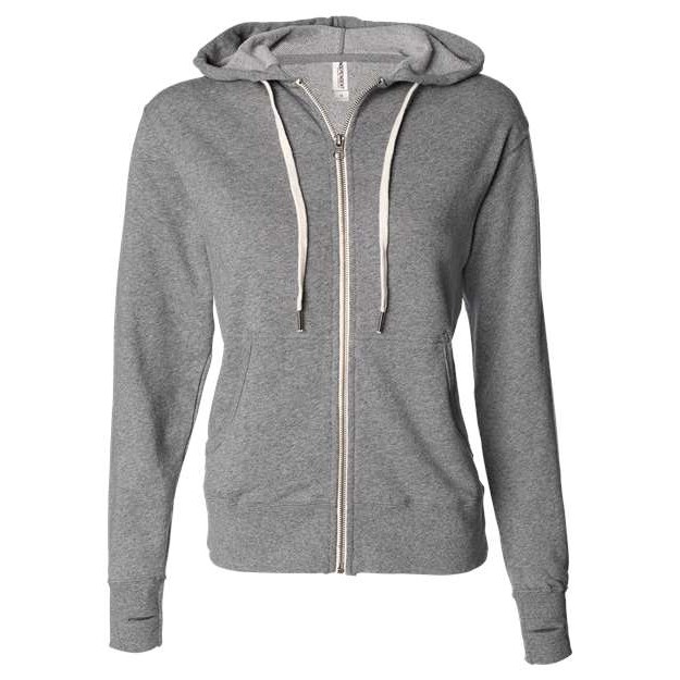 Unisex Heathered French Terry Full-Zip Hooded Sweatshirt - Thumbnail Image
