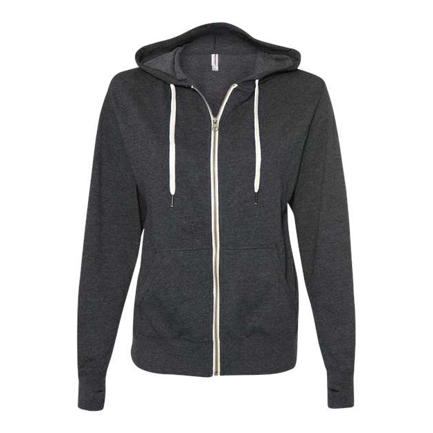 Unisex Heathered French Terry Full-Zip Hooded Sweatshirt - Thumbnail Image