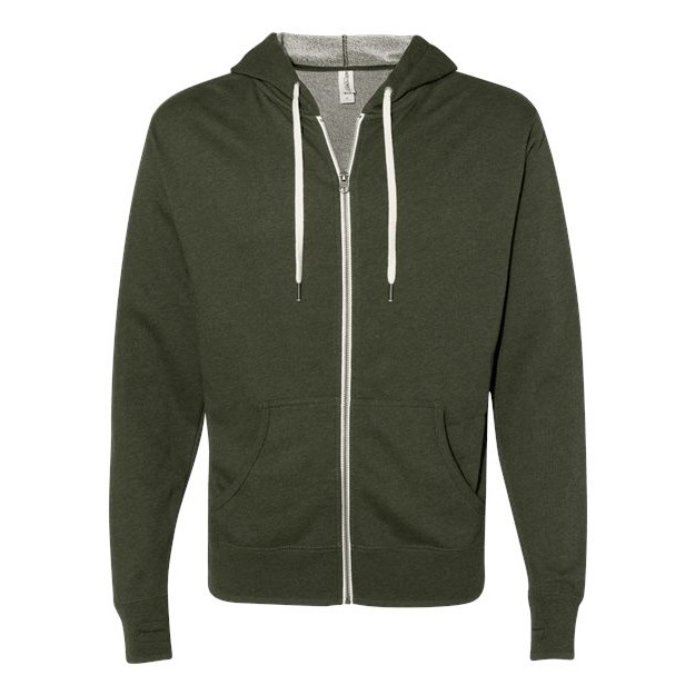 Unisex Heathered French Terry Full-Zip Hooded Sweatshirt - Thumbnail Image