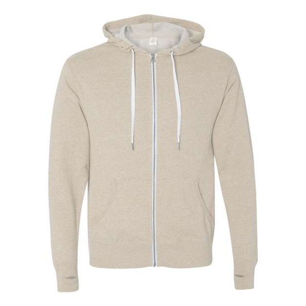 Unisex Heathered French Terry Full-Zip Hooded Sweatshirt - Thumbnail Image