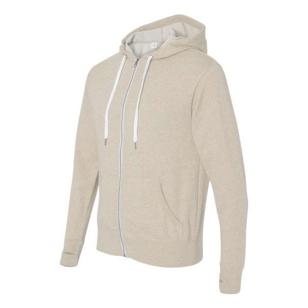Unisex Heathered French Terry Full-Zip Hooded Sweatshirt - Thumbnail Image