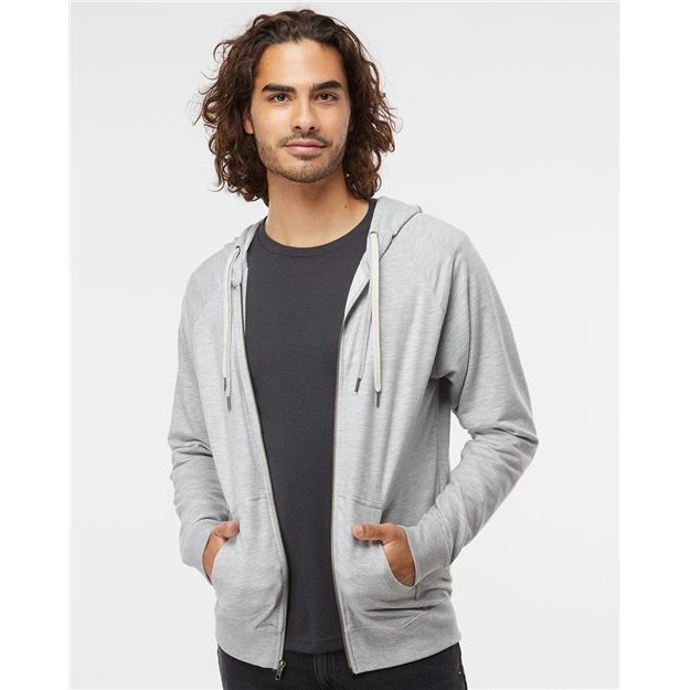 Unisex Icon Lightweight Loopback Terry Full-Zip Hooded Sweatshirt - Main Image