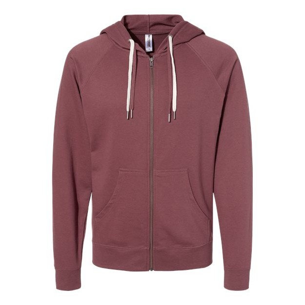 Unisex Icon Lightweight Loopback Terry Full-Zip Hooded Sweatshirt - Thumbnail Image