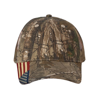 Camo Woven USA Flag Mesh Cap