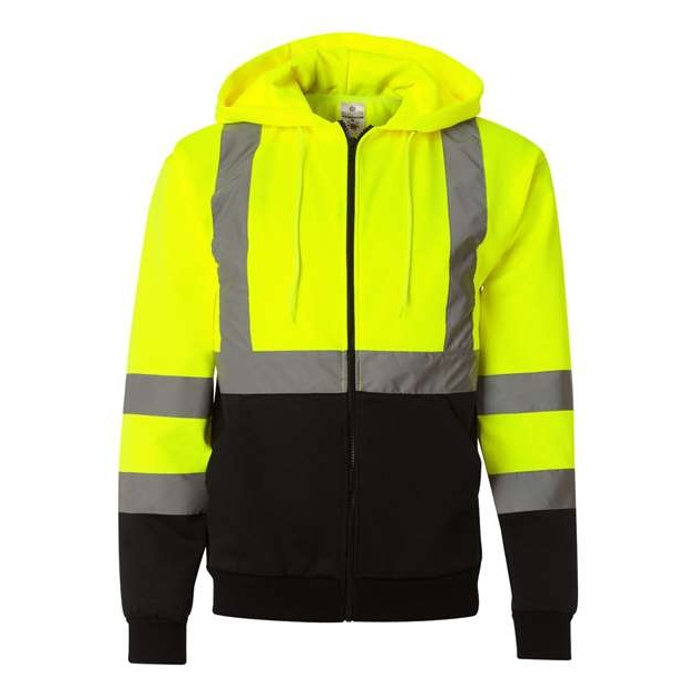 Unisex Hi-Vis Full-Zip Hooded Sweatshirt