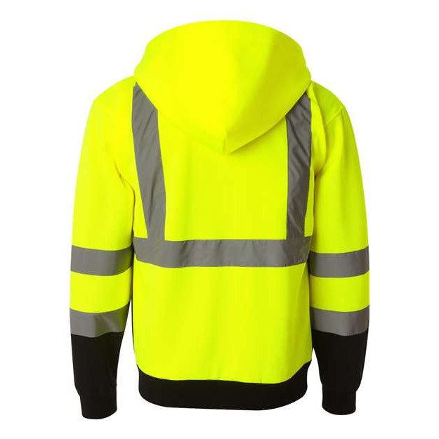Unisex Hi-Vis Full-Zip Hooded Sweatshirt - Thumbnail Image