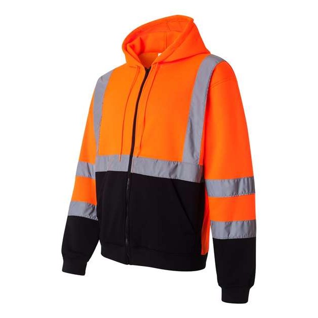 Unisex Hi-Vis Full-Zip Hooded Sweatshirt - Thumbnail Image