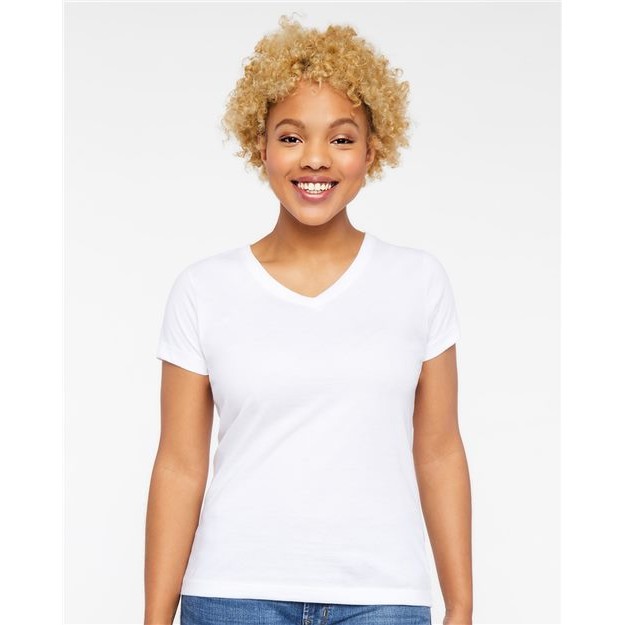 Women's Fine Jersey V-Neck Tee - Main Image