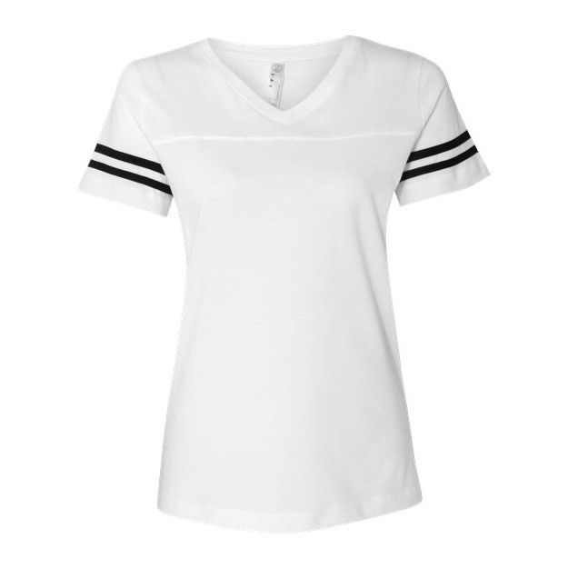 Women's Football V-Neck Fine Jersey Tee - Thumbnail Image