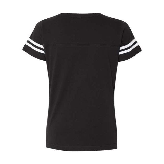 Women's Football V-Neck Fine Jersey Tee - Thumbnail Image