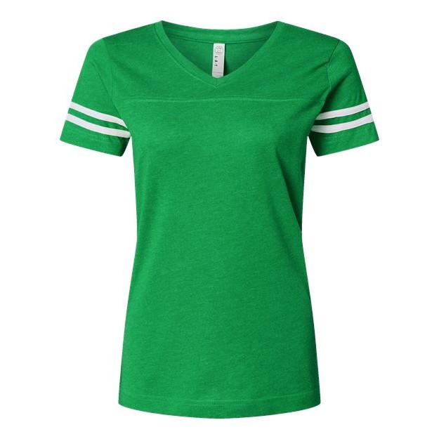 Women's Football V-Neck Fine Jersey Tee - Thumbnail Image
