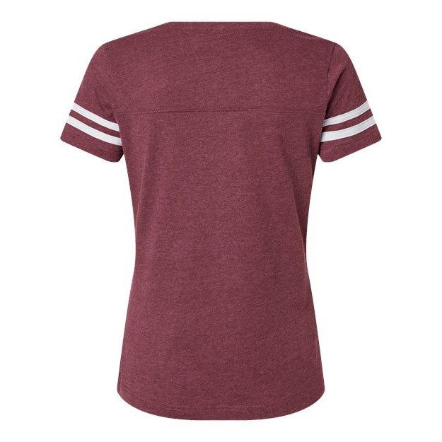 Women's Football V-Neck Fine Jersey Tee - Thumbnail Image