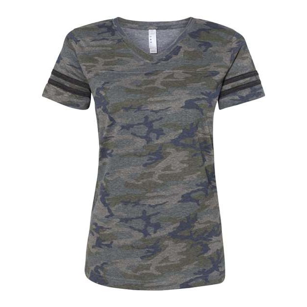 Women's Football V-Neck Fine Jersey Tee - Thumbnail Image