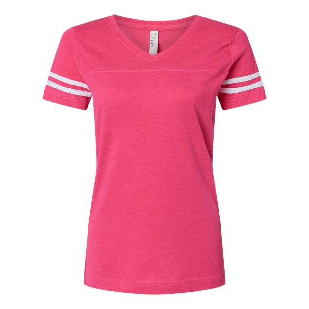 Women's Football V-Neck Fine Jersey Tee - Thumbnail Image