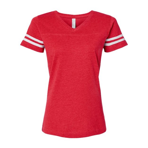 Women's Football V-Neck Fine Jersey Tee - Thumbnail Image