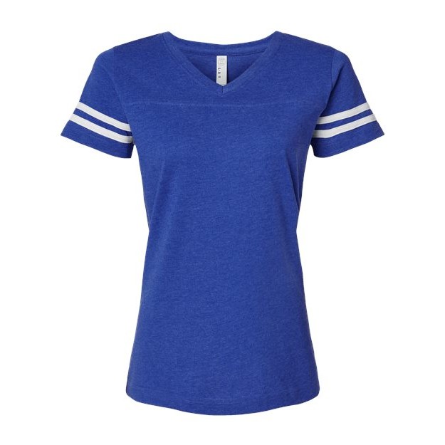 Women's Football V-Neck Fine Jersey Tee - Thumbnail Image