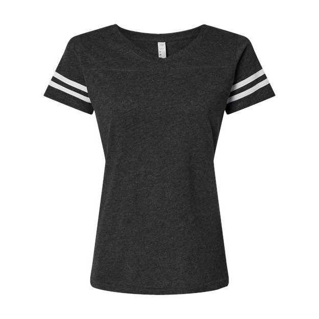 Women's Football V-Neck Fine Jersey Tee - Thumbnail Image