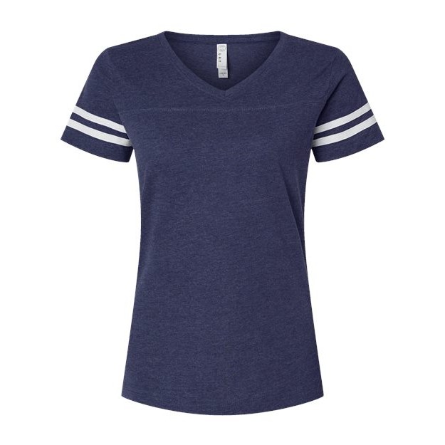 Women's Football V-Neck Fine Jersey Tee - Thumbnail Image