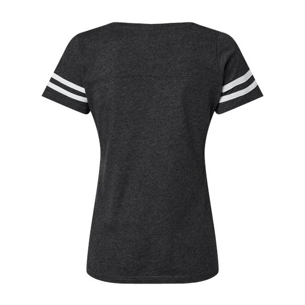 Women's Football V-Neck Fine Jersey Tee - Thumbnail Image