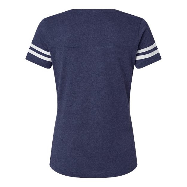 Women's Football V-Neck Fine Jersey Tee - Thumbnail Image