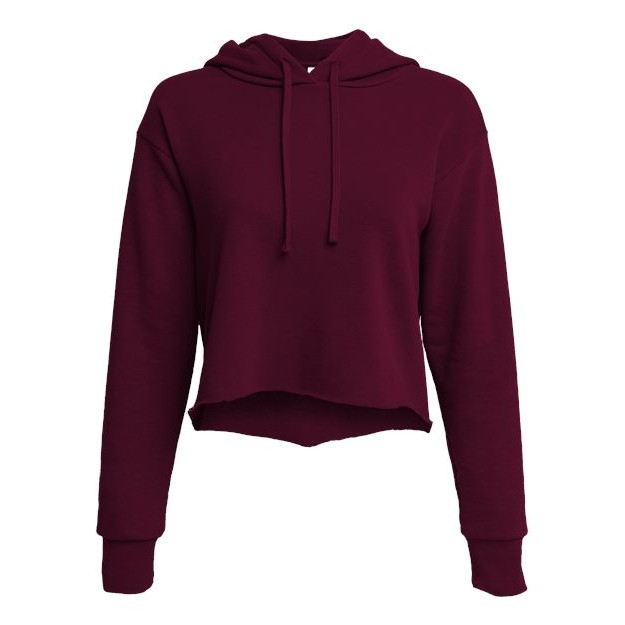 Women's Laguna Sueded Raw Edge Crop Hoodie Sweatshirt - Thumbnail Image