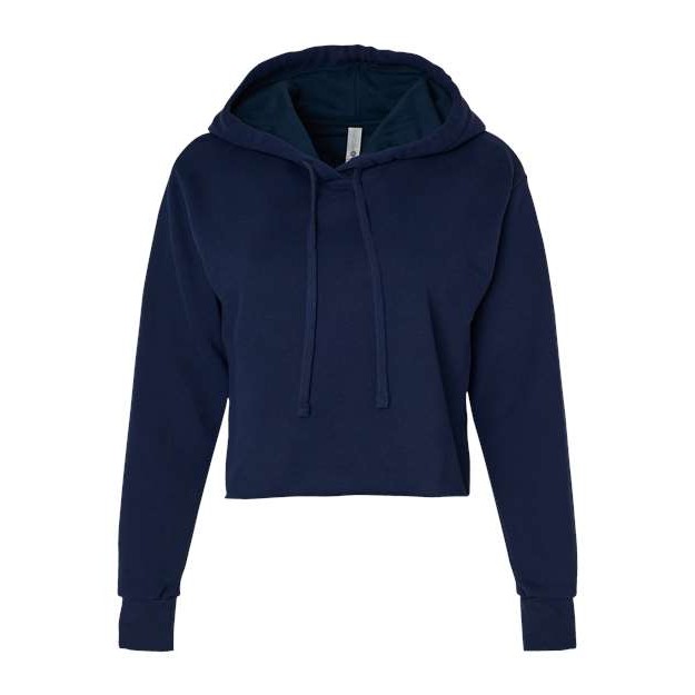 Women's Laguna Sueded Raw Edge Crop Hoodie Sweatshirt - Thumbnail Image
