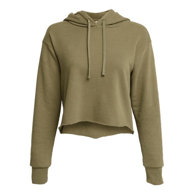 Women's Laguna Sueded Raw Edge Crop Hoodie Sweatshirt - Thumbnail Image