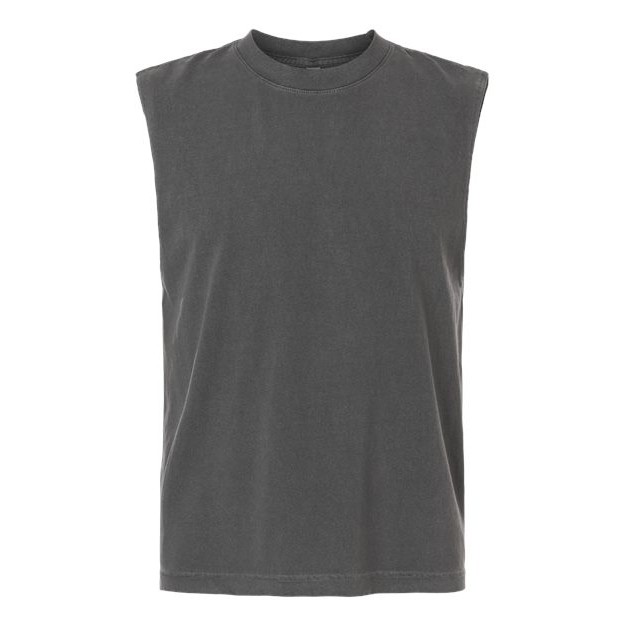 Unisex Heavyweight Cotton Garment-Dyed Mid-Length Muscle Tee - Main Image